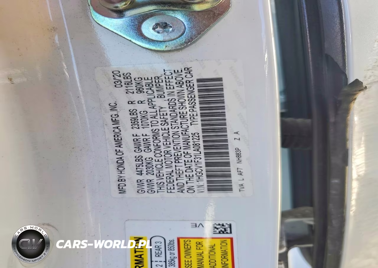 2020 Honda Accord Sport VIN:1HGCV1F31LA081225 - 12