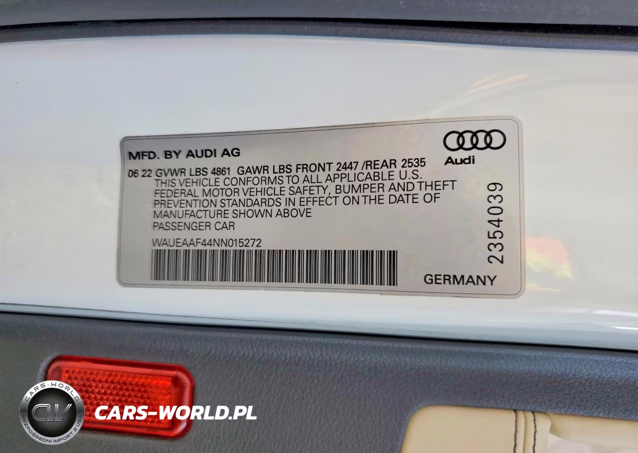 2022 Audi A4 S Line Quattro VIN:WAUEAAF44NN015272 - 12
