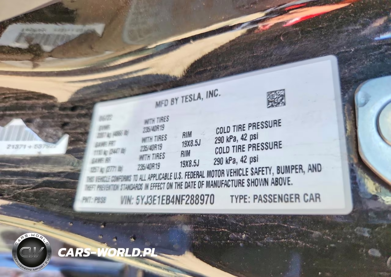 2022 Tesla Model 3 VIN:5YJ3E1EB4NF288970 - 12