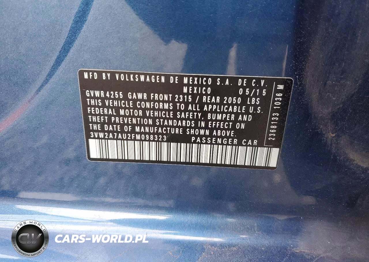 2015 Volkswagen Golf Tdi VIN:3VW2A7AU2FM098323 - 14