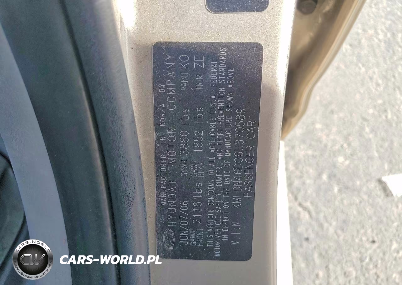2006 Hyundai Elantra Gls VIN:KMHDN46D06U370589 - 12