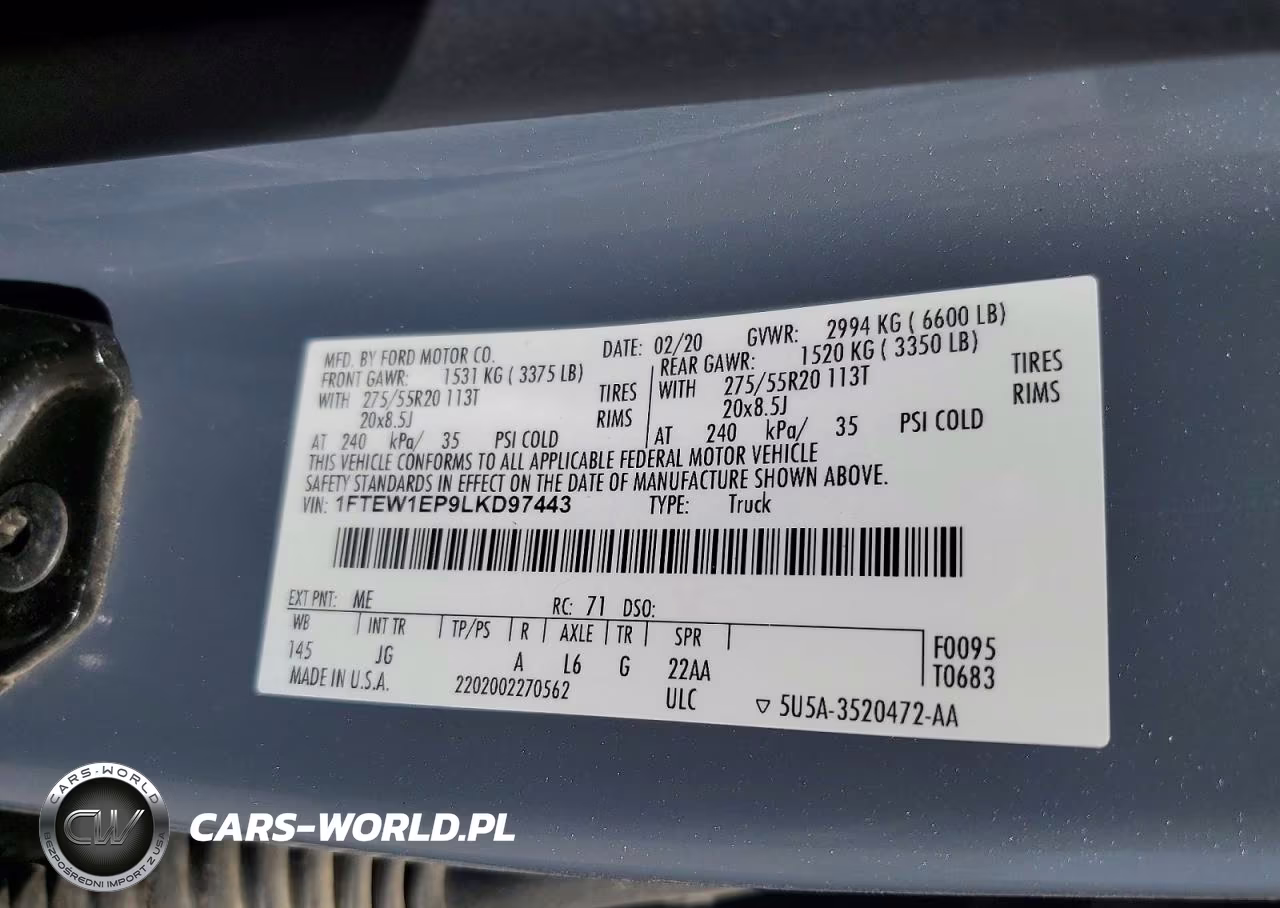 2020 Ford F150 Supercrew VIN:1FTEW1EP9LKD97443 - 12