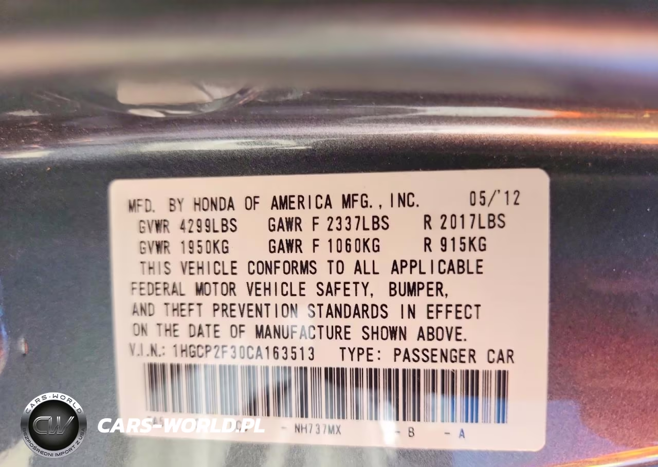 2012 Honda Accord Lx VIN:1HGCP2F30CA163513 - 12