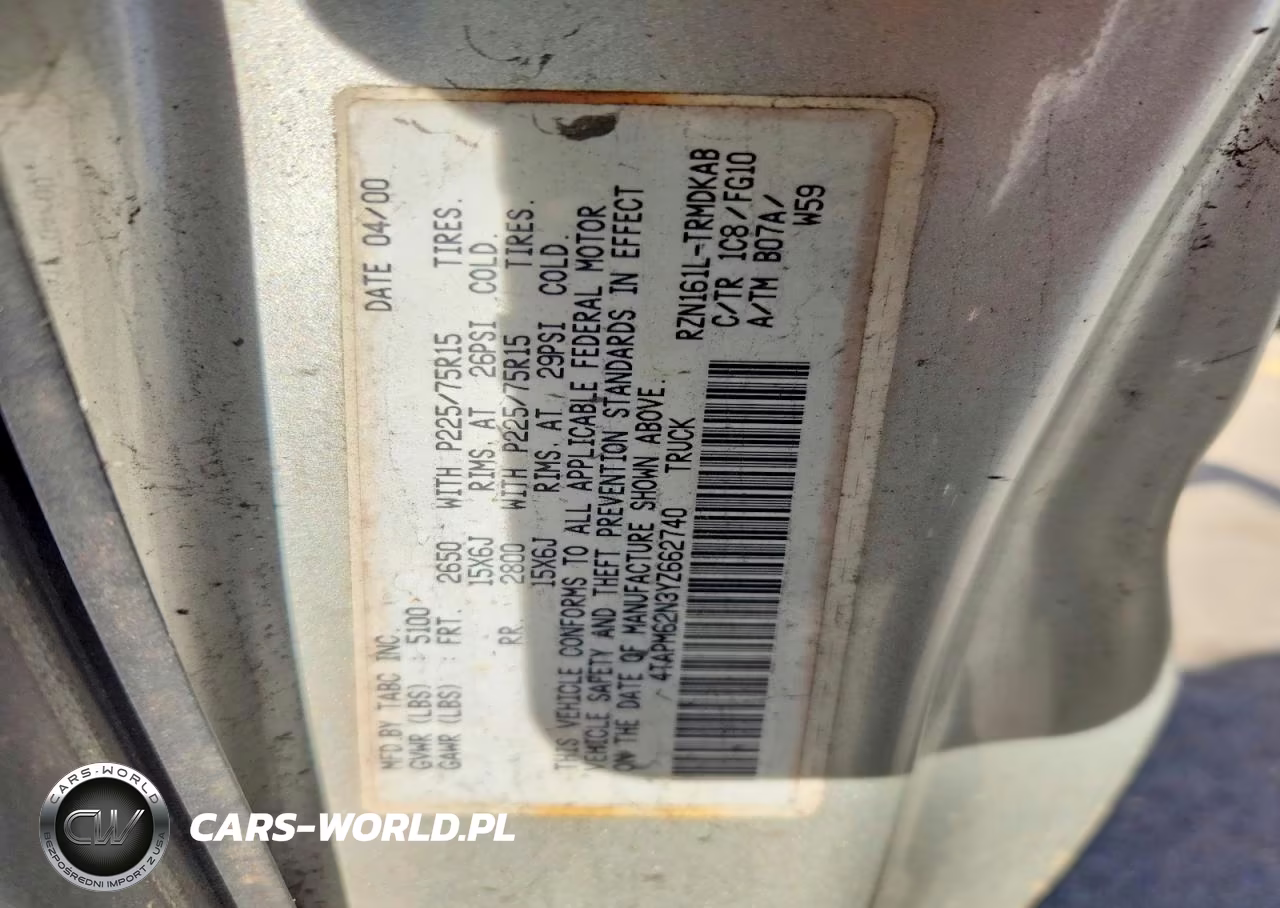 2000 Toyota Tacoma Base VIN:4TAPM62N3YZ662740 - 12