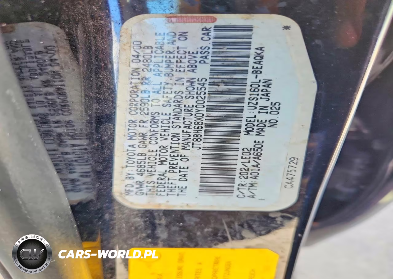 2000 Lexus Gs 400 VIN:JT8BH68X0Y0025545 - 12