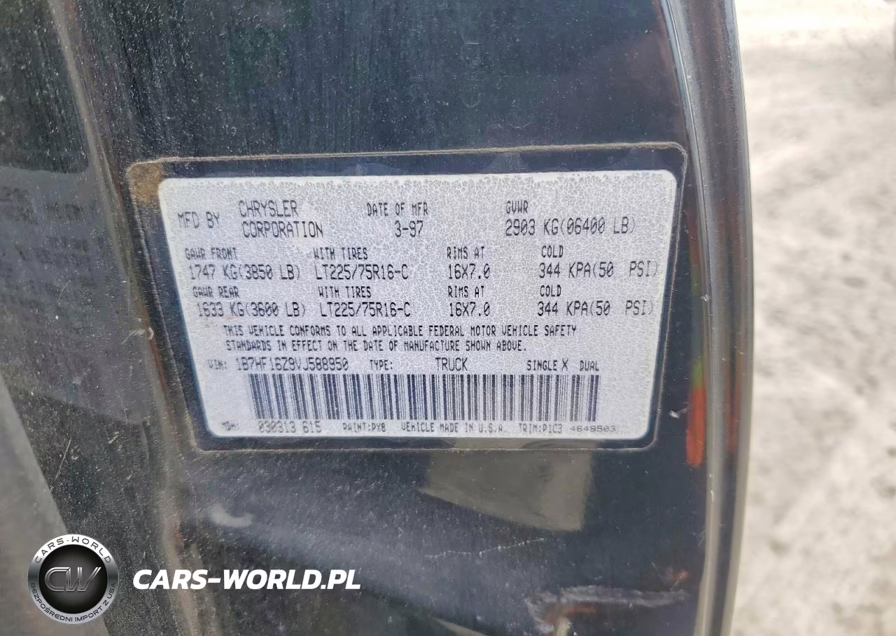1997 Dodge Ram 1500 VIN:1B7HF16Z9VJ588950 - 12