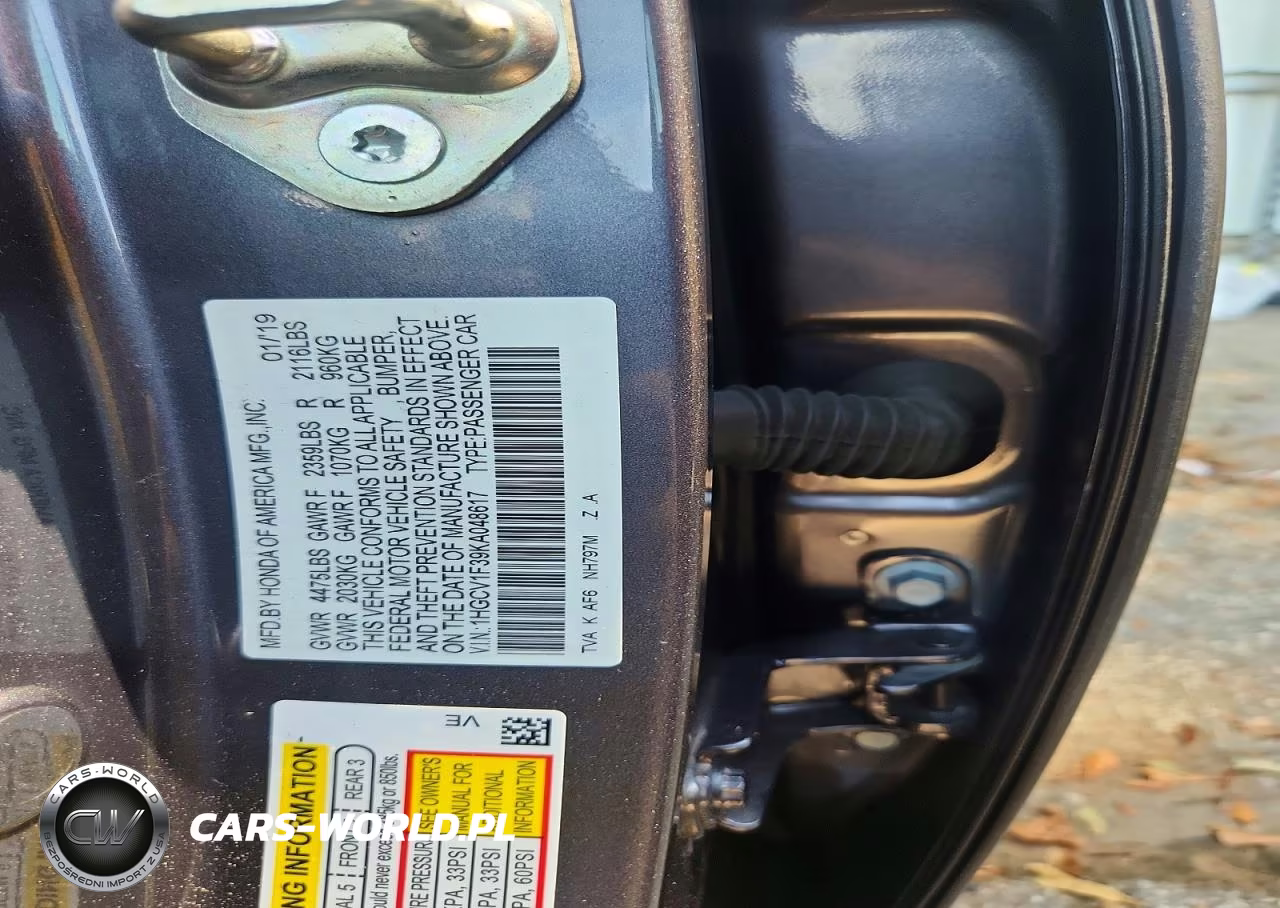 2019 Honda Accord Sport VIN:1HGCV1F39KA048617 - 12