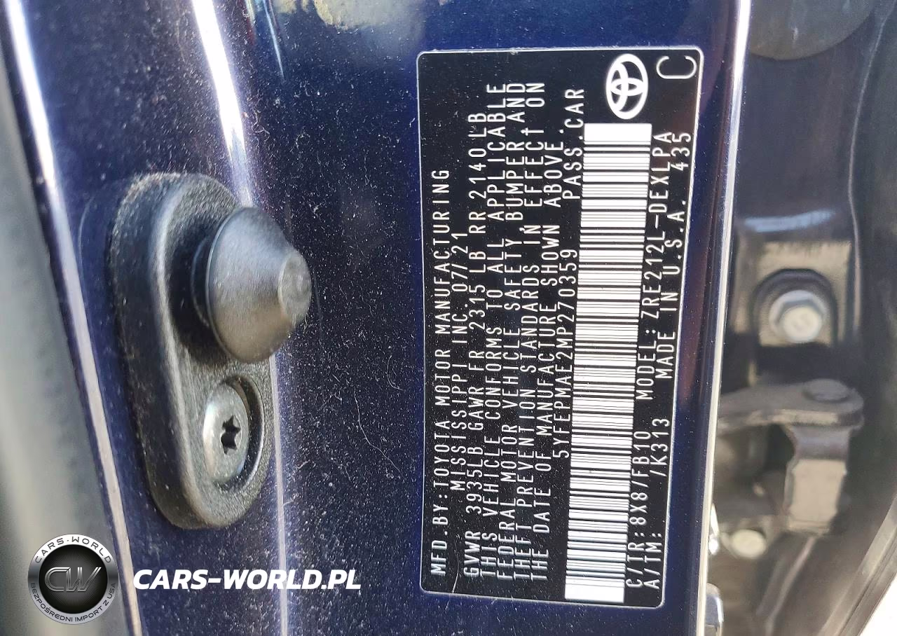 2021 Toyota Corolla Le VIN:5YFEPMAE2MP270359 - 13