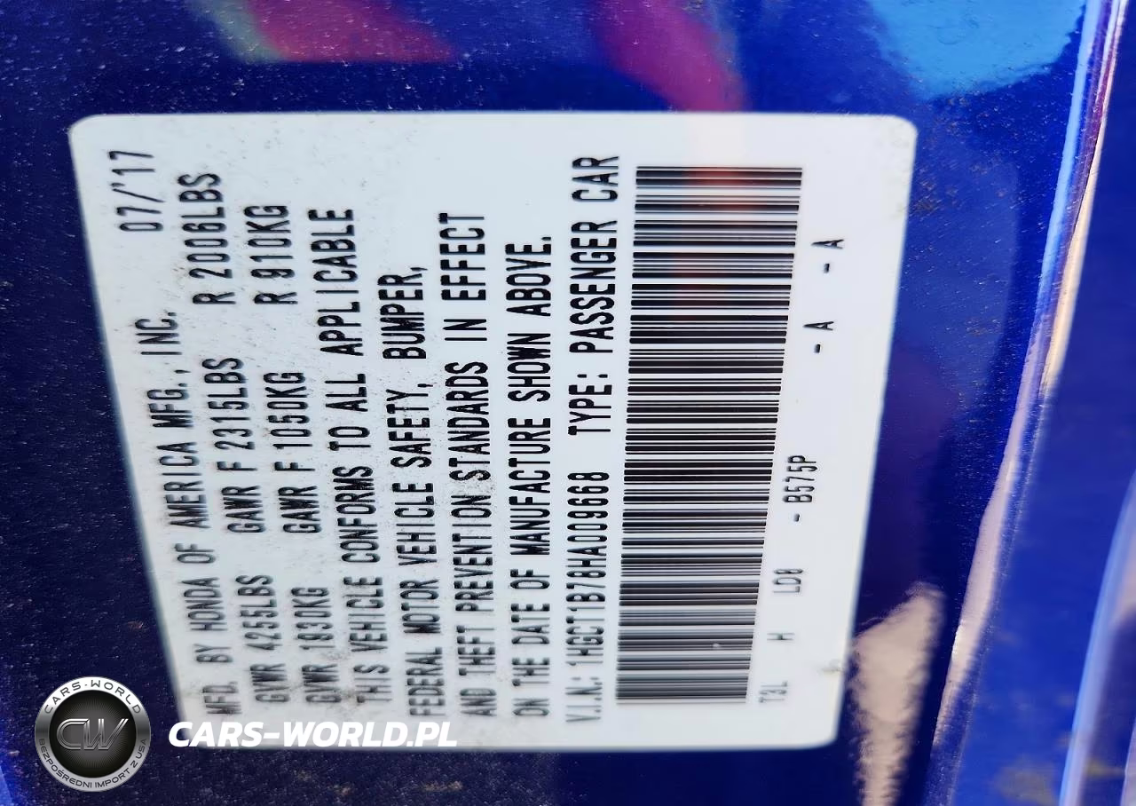 2017 Honda Accord Ex VIN:1HGCT1B78HA009668 - 12