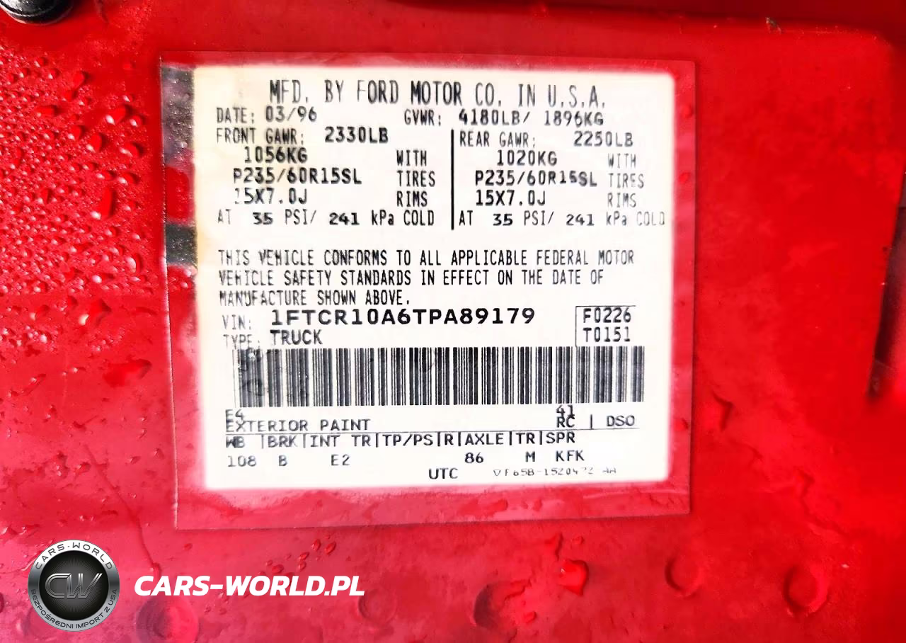 1996 Ford Ranger VIN:1FTCR10A6TPA89179 - 12