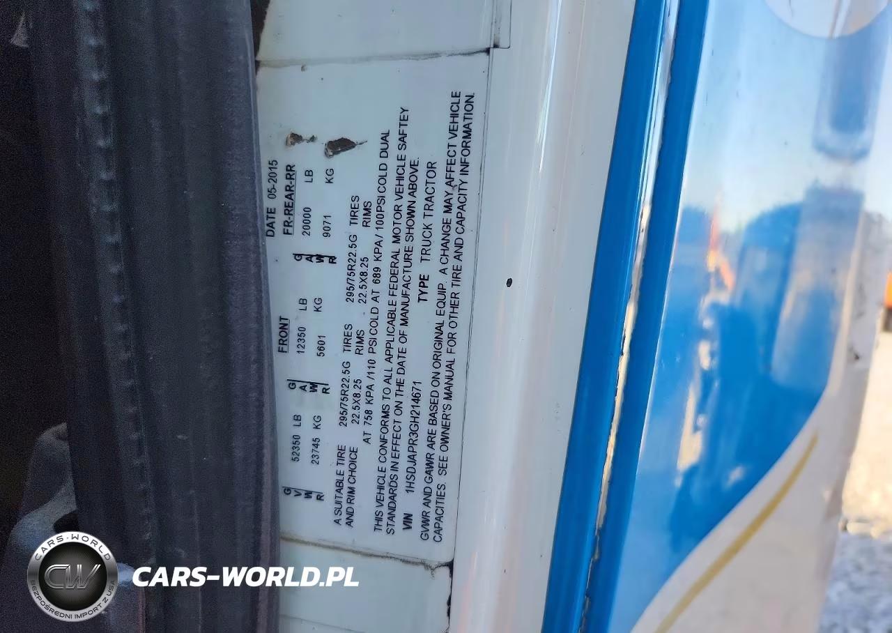 2016 International Prostar Semi Truck VIN:1HSDJAPR3GH214671 - 12