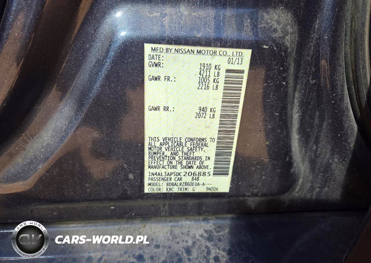 2013 Nissan Altima 2.5 VIN:1N4AL3AP5DC206885 - 12
