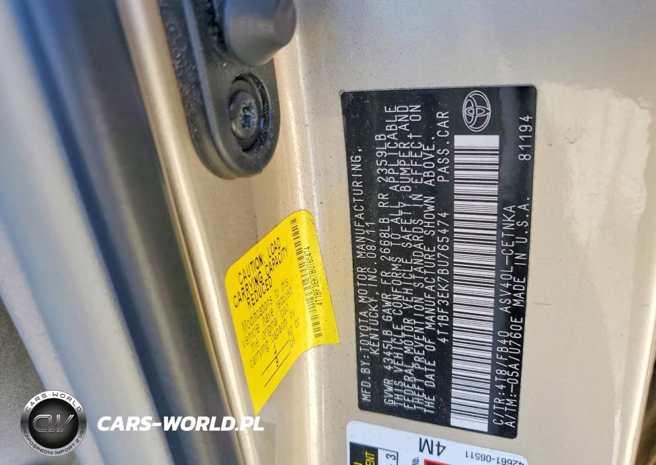 2011 Toyota Camry Le VIN:4T1BF3EK7BU765474 - 12