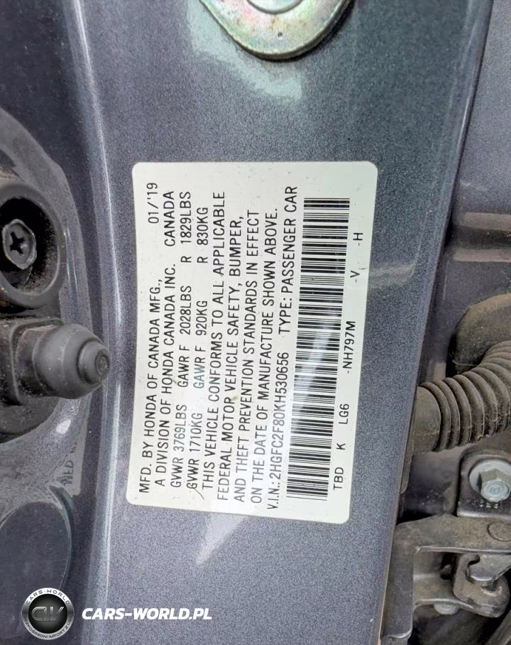 2019 Honda Civic Sport VIN:2HGFC2F80KH530656 - 10