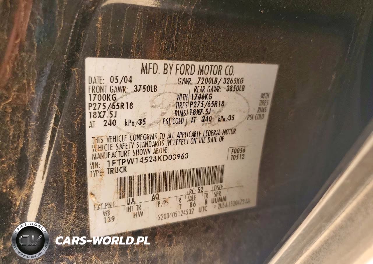 2004 Ford F150 Supercrew VIN:1FTPW14524KD03963 - 12