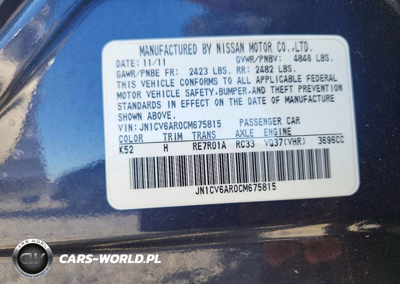 2012 Infiniti G37 Sedan X VIN:JN1CV6AR0CM675815 - 12