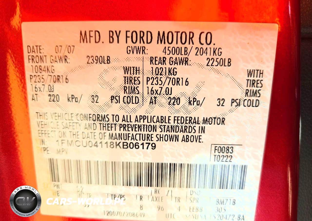 2008 Ford Escape Limited VIN:1FMCU04118KB06179 - 12