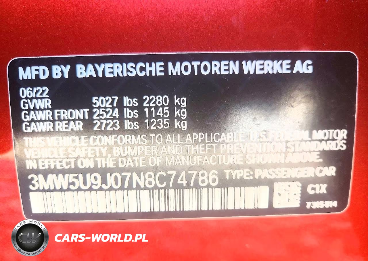 2022 BMW M340Xi VIN:3MW5U9J07N8C74786 - 12