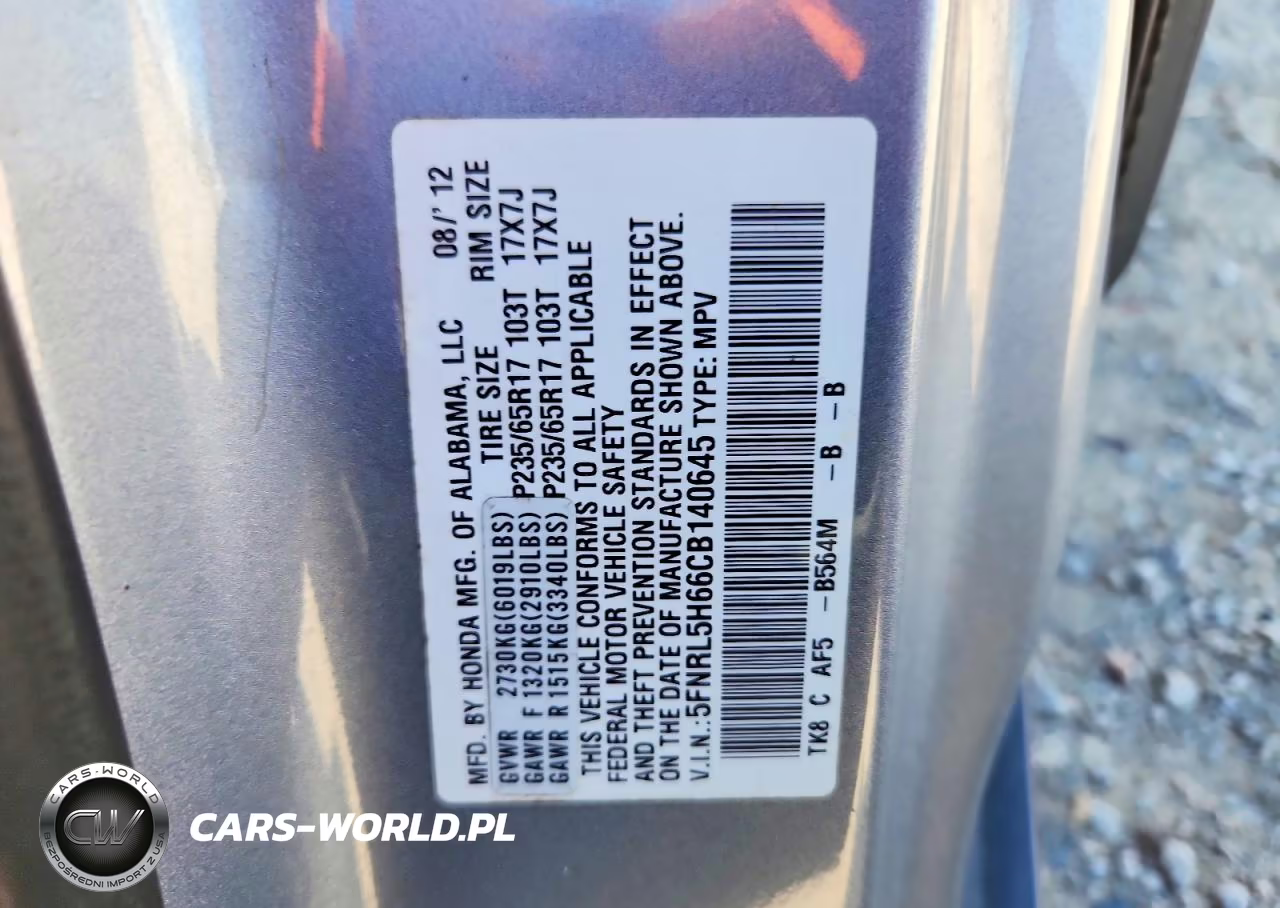 2012 Honda Odyssey Exl VIN:5FNRL5H66CB140645 - 13