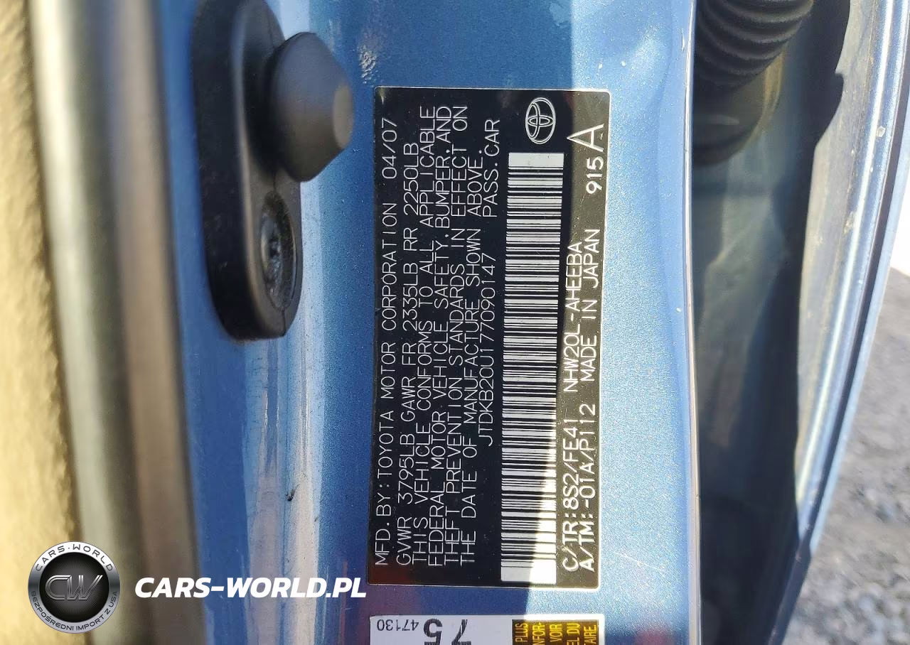 2007 Toyota Prius Base VIN:JTDKB20U177090147 - 12