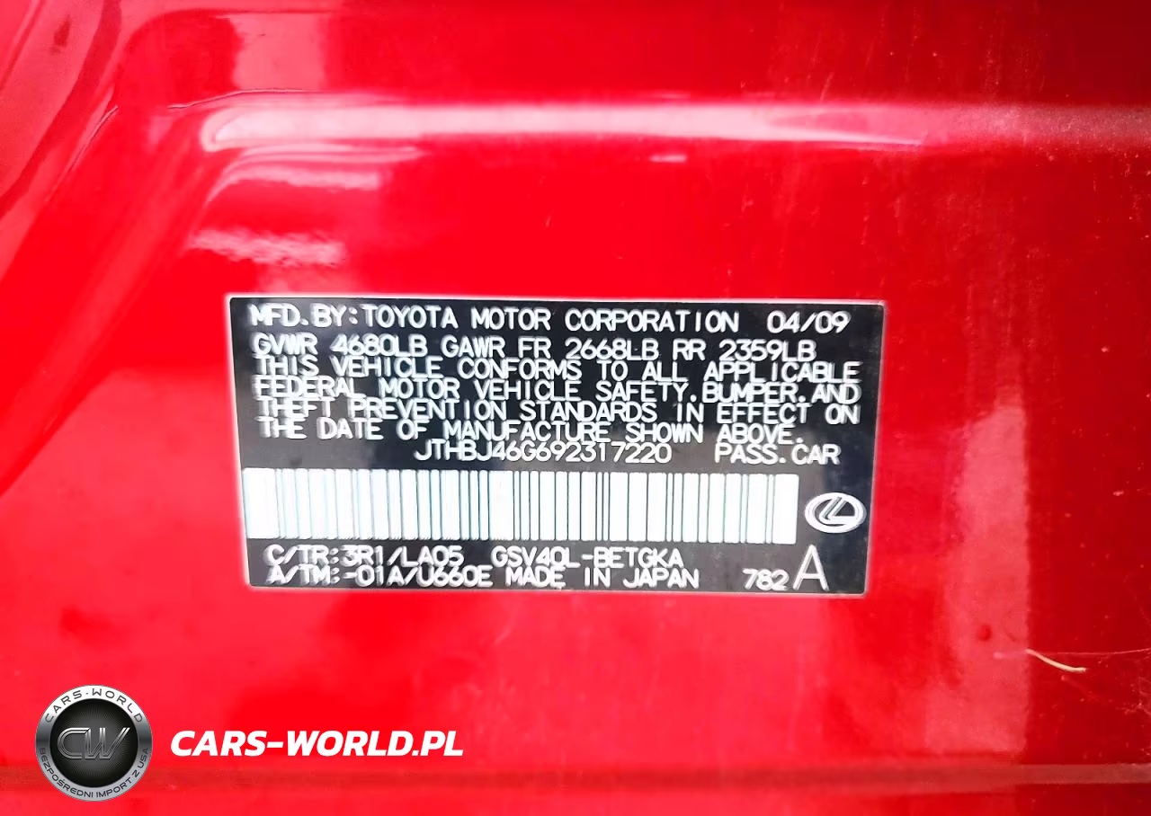 2009 Lexus Es 350 VIN:JTHBJ46G692317220 - 13