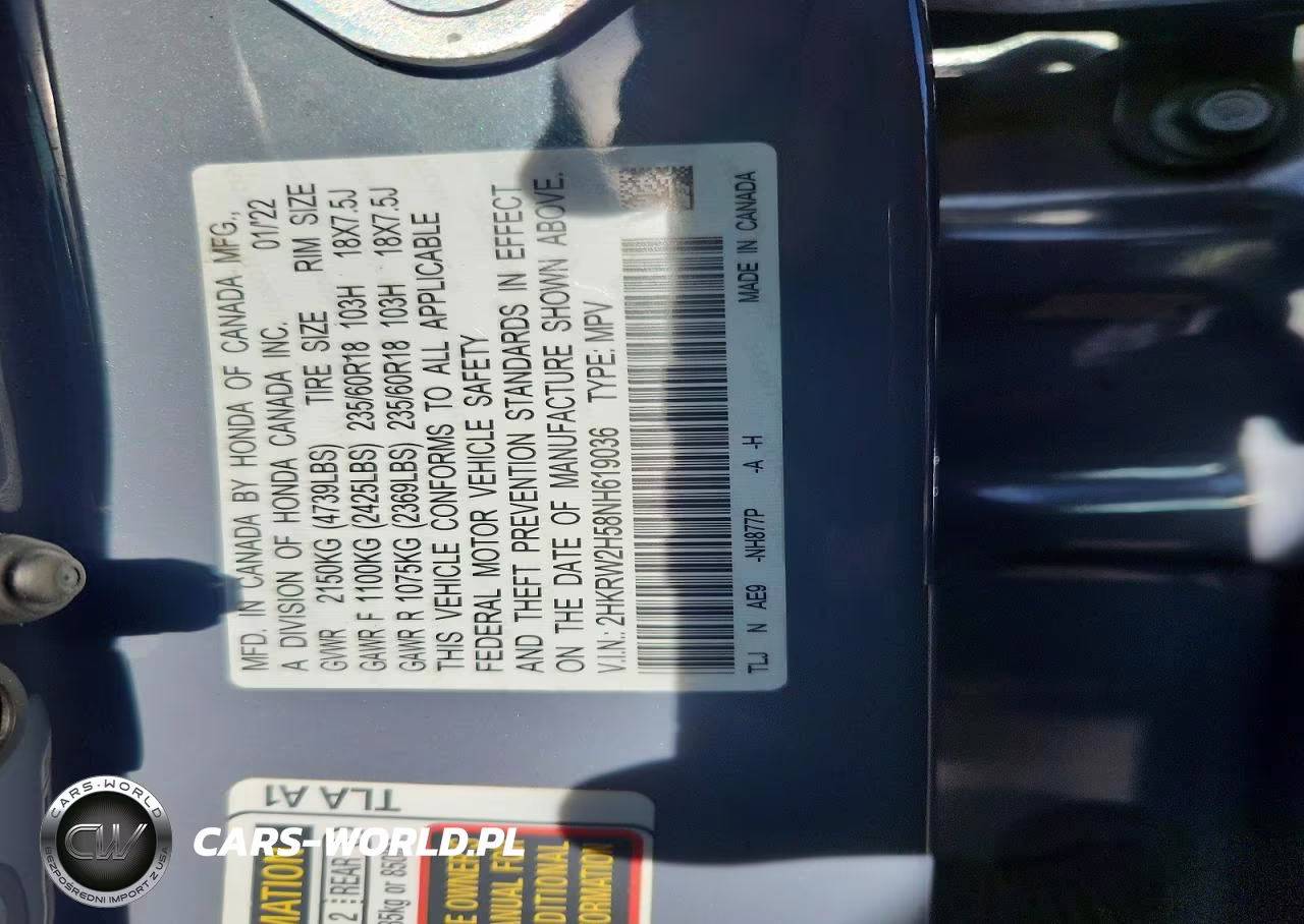 2022 Honda Cr-V Ex VIN:2HKRW2H58NH619036 - 13