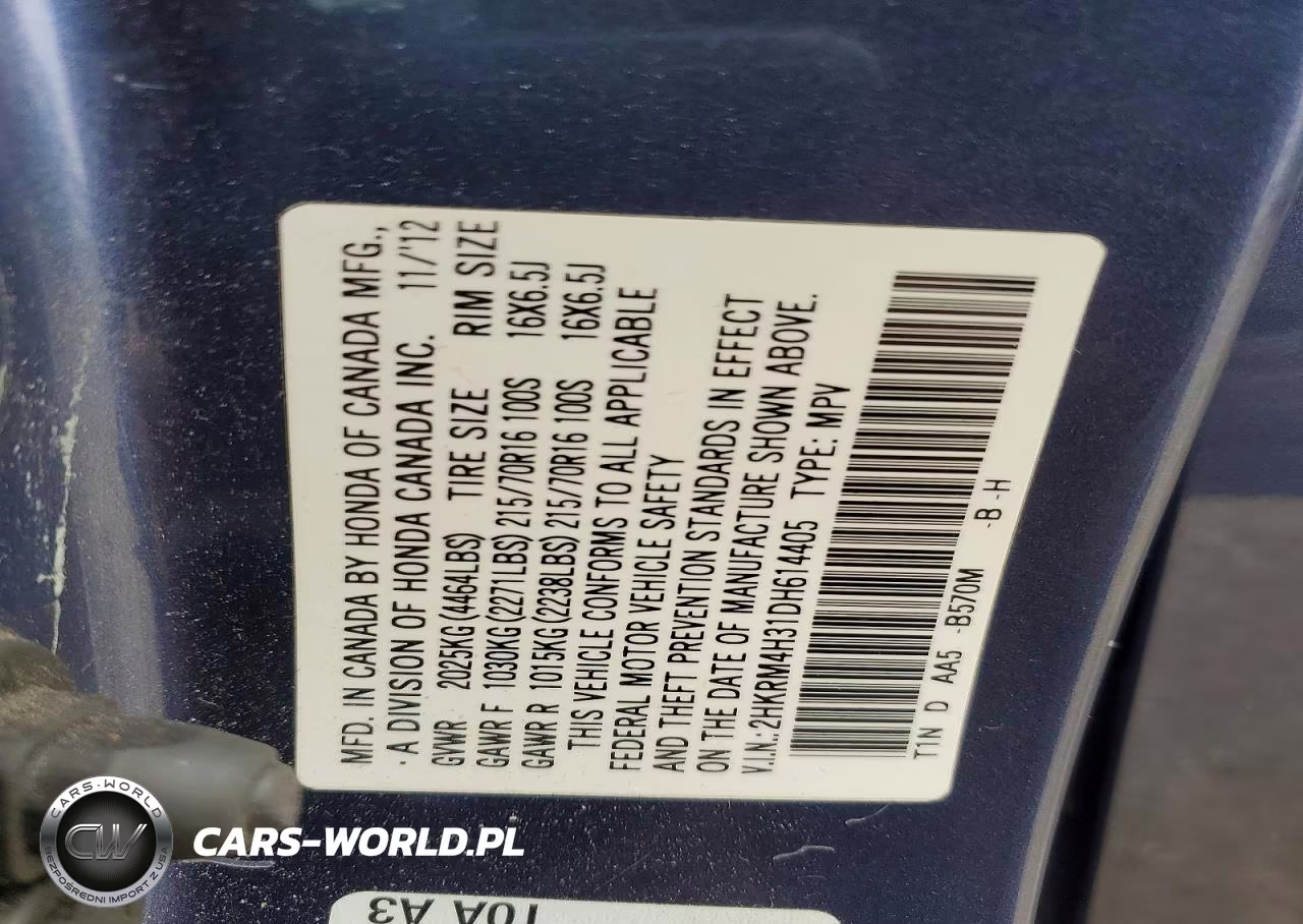 2013 Honda Cr-V Lx VIN:2HKRM4H31DH614405 - 14