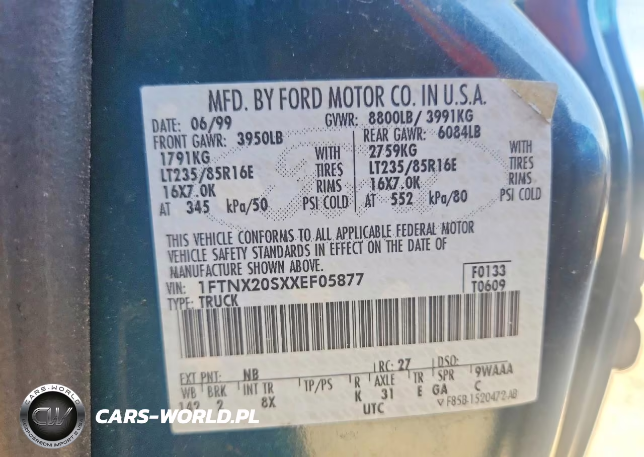 1999 Ford F250 Super Duty VIN:1FTNX20SXXEF05877 - 12