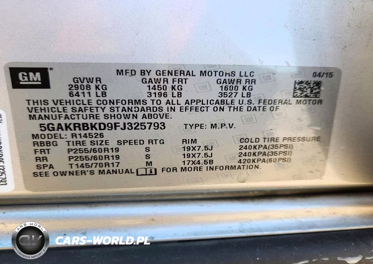 2015 Buick Enclave VIN:5GAKRBKD9FJ325793 - 14