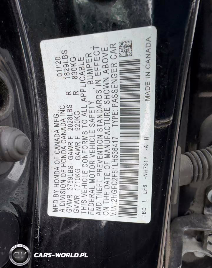 2020 Honda Civic Lx VIN:2HGFC2F61LH536417 - 10
