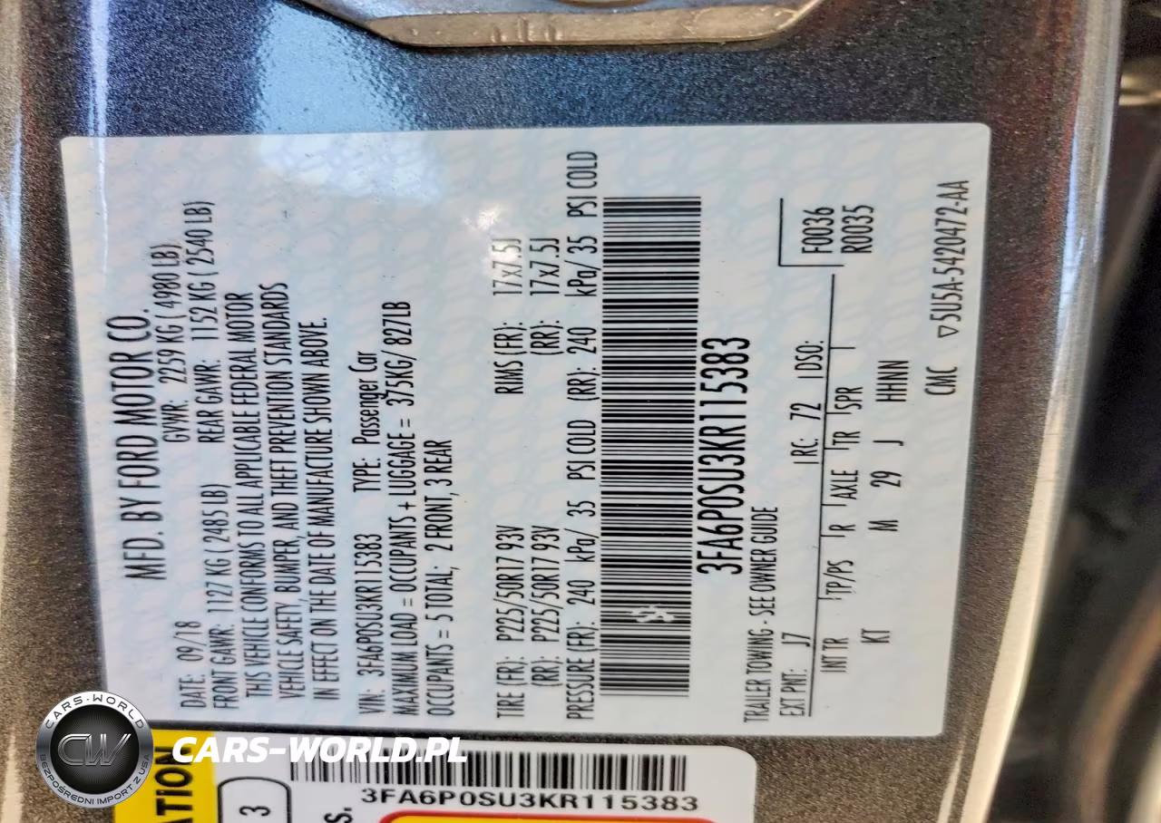 2019 Ford Fusion Titanium VIN:3FA6P0SU3KR115383 - 13