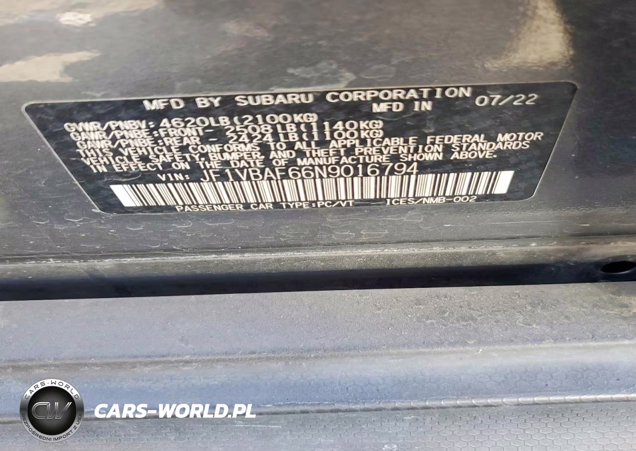 2022 Subaru Wrx Premium VIN:JF1VBAF66N9016794 - 12