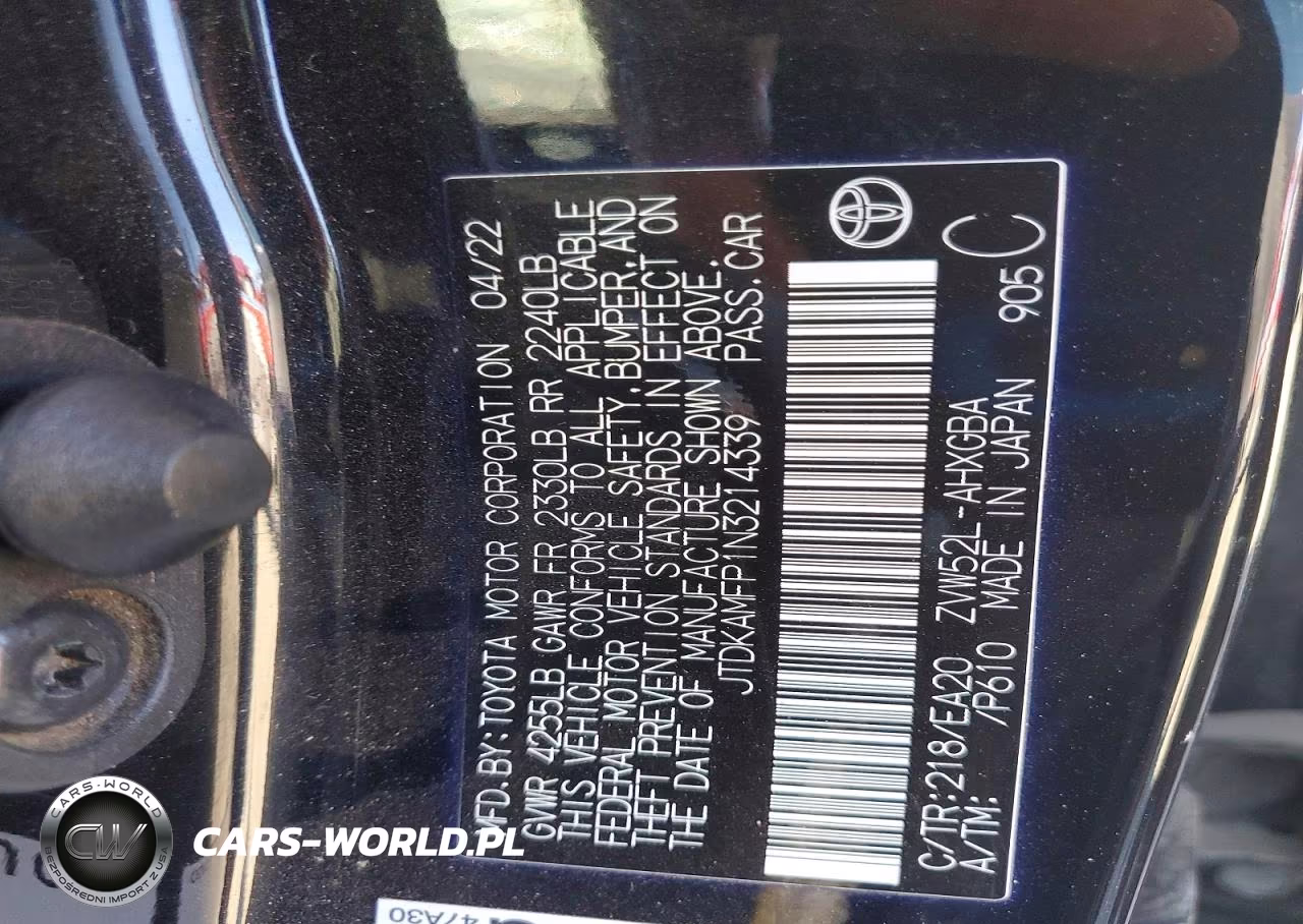 2022 Toyota Prius Prime Xle VIN:JTDKAMFP1N3214339 - 12