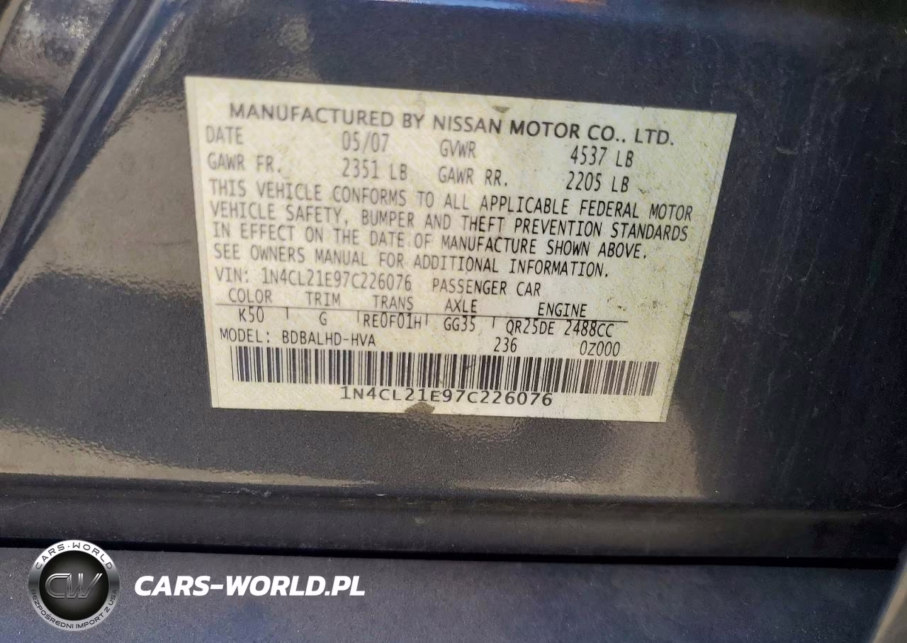2007 Nissan Altima Hybrid VIN:1N4CL21E97C226076 - 12