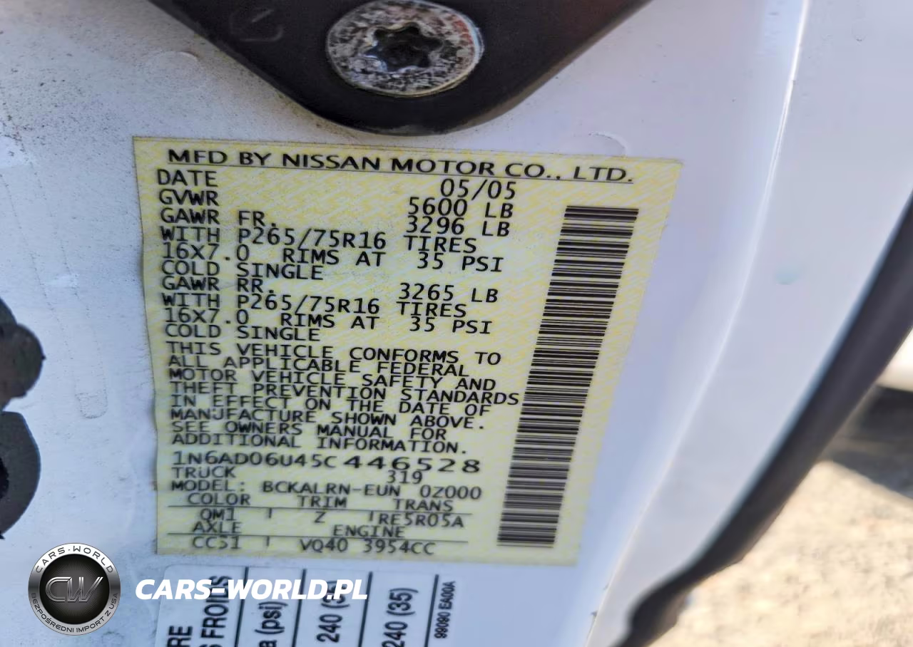 2005 Nissan Frontier Se VIN:1N6AD06U45C446528 - 12