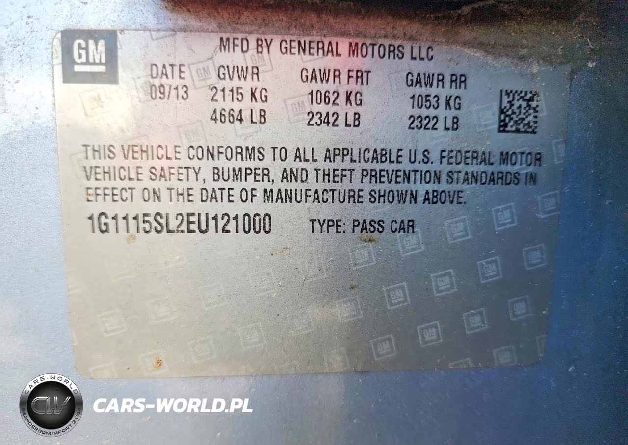 2014 Chevrolet Impala Lt VIN:1G1115SL2EU121000 - 12