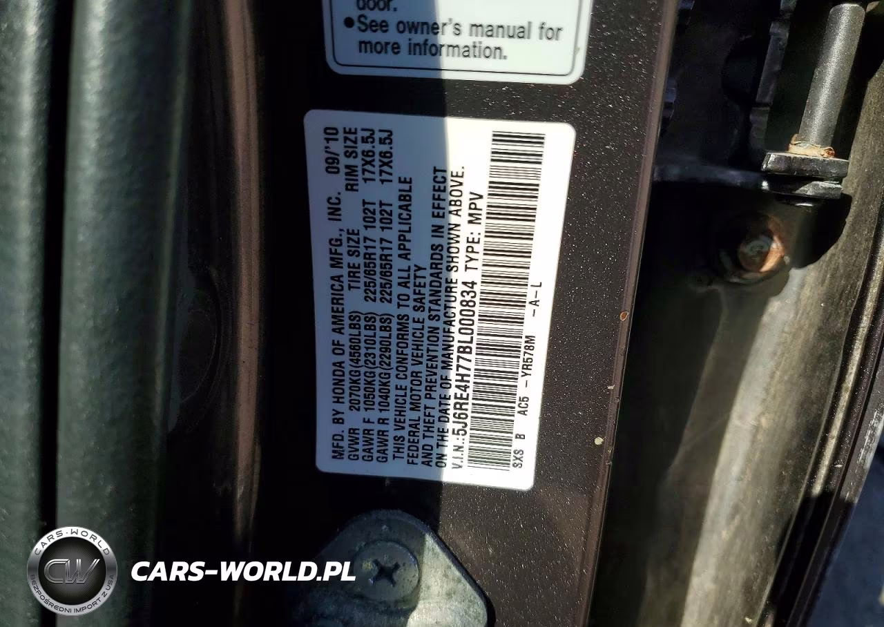 2011 Honda Cr-V Exl VIN:5J6RE4H77BL000834 - 13