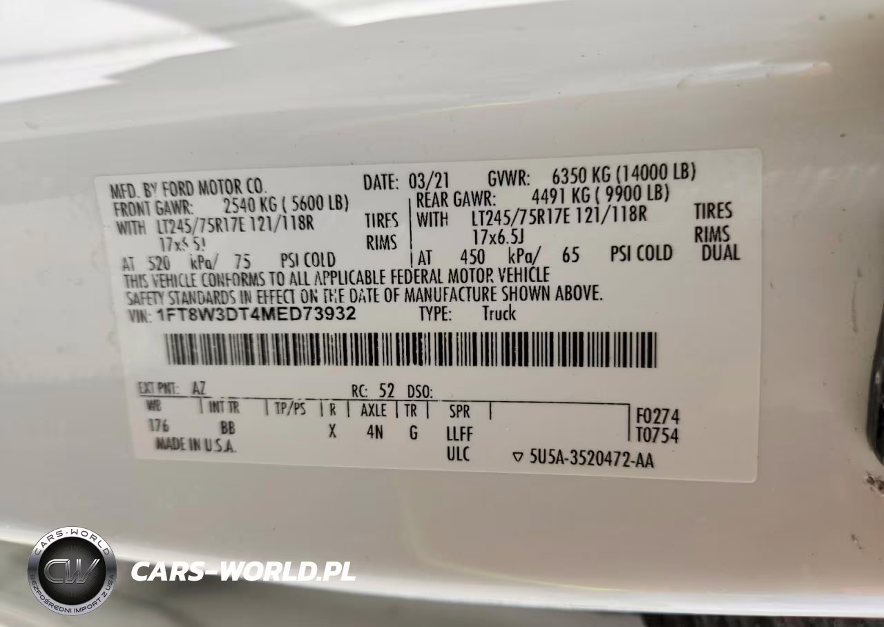 2021 Ford F350 Super Duty VIN:1FT8W3DT4MED73932 - 12