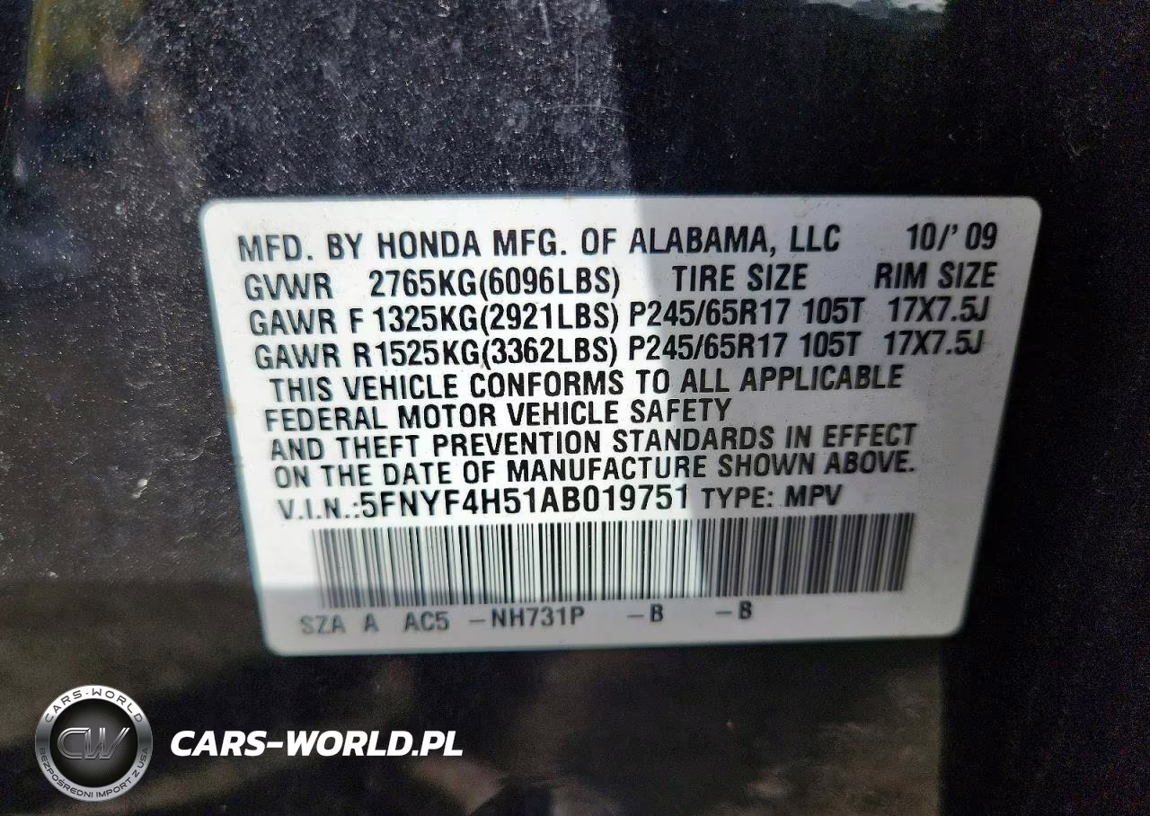 2010 Honda Pilot Exl VIN:5FNYF4H51AB019751 - 13
