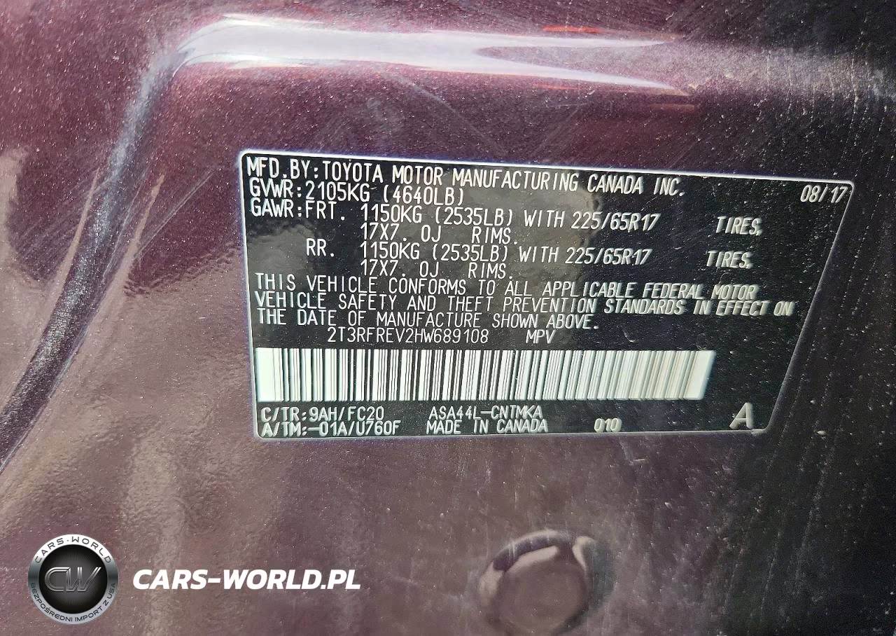 2017 Toyota Rav4 Xle VIN:2T3RFREV2HW689108 - 13