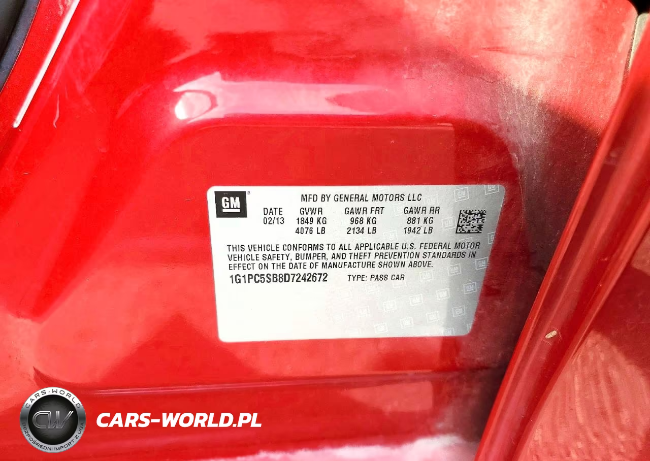 2013 Chevrolet Cruze Lt VIN:1G1PC5SB8D7242672 - 12