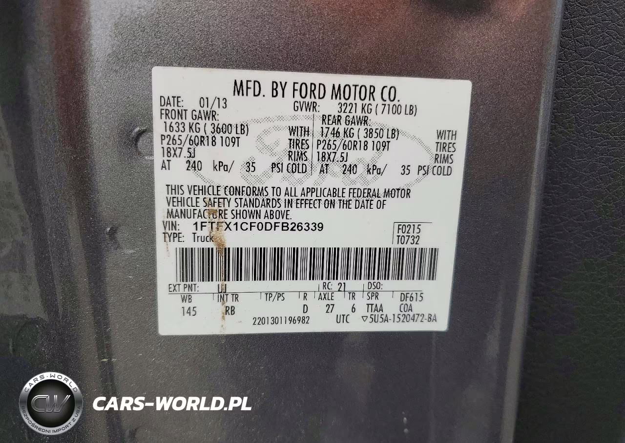 2013 Ford F150 VIN:1FTFX1CF0DFB26339 - 12