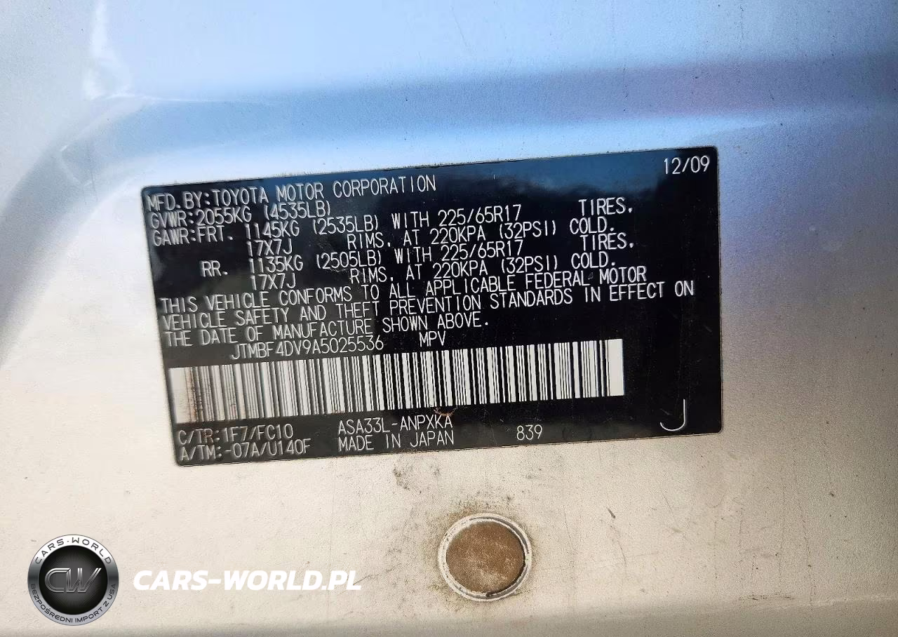 2010 Toyota Rav4 Base VIN:JTMBF4DV9A5025536 - 12