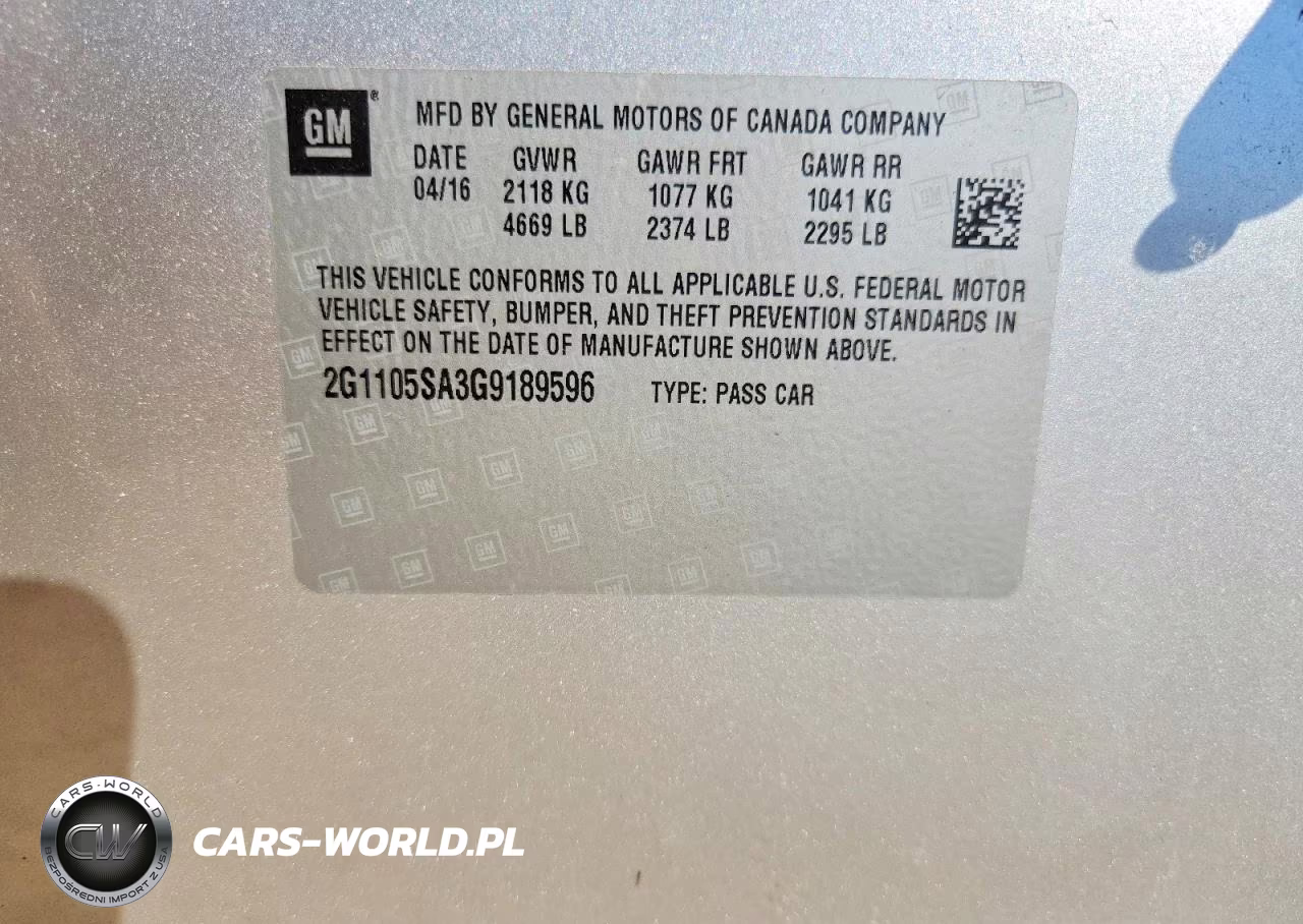 2016 Chevrolet Impala Lt VIN:2G1105SA3G9189596 - 12