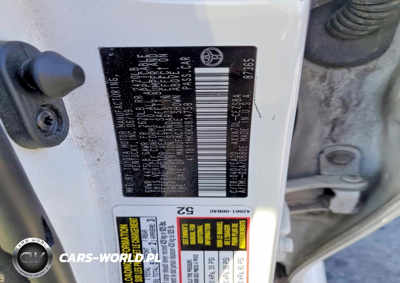 2019 Toyota Camry Se VIN:4T1B11HK6KU814758 - 12