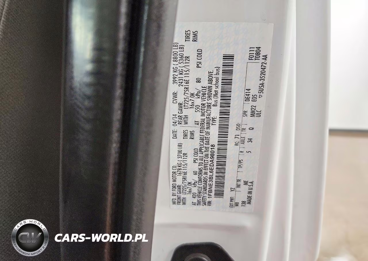 2014 Ford Econoline E350 Super Duty Wagon VIN:1FBNE3BL6EDA98018 - 13