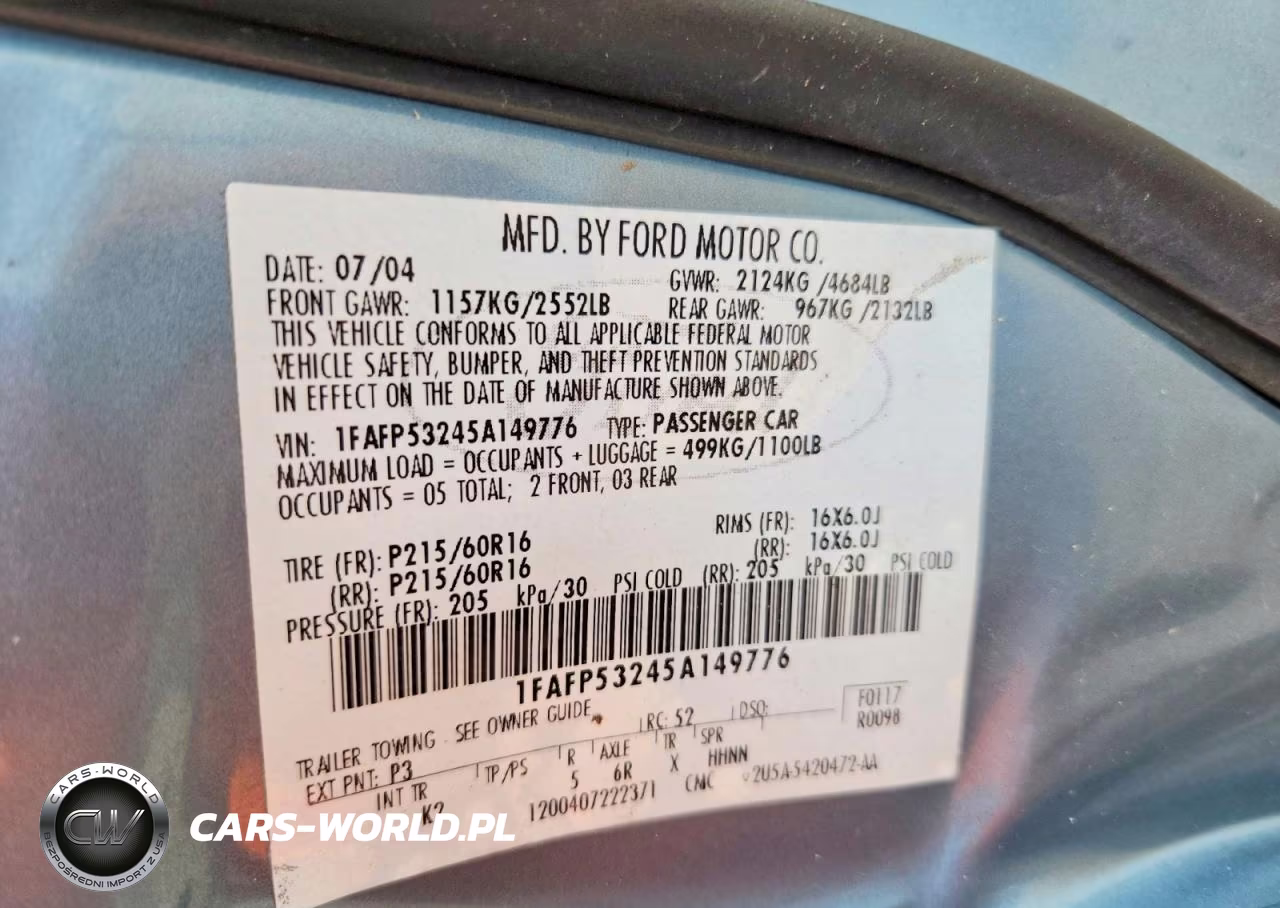 2005 Ford Taurus Se VIN:1FAFP53245A149776 - 12