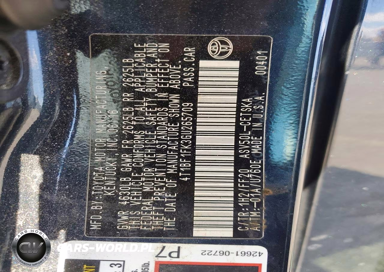 2016 Toyota Camry Le VIN:4T1BF1FK3GU265709 - 12