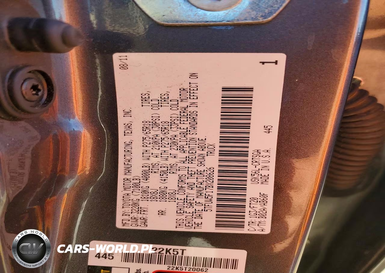 2011 Toyota Tundra Double Cab Sr5 VIN:5TFUW5F17BX208626 - 12
