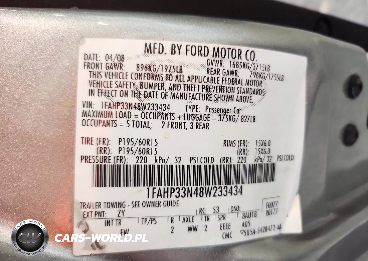 2008 Ford Focus Se VIN:1FAHP33N48W233434 - 12